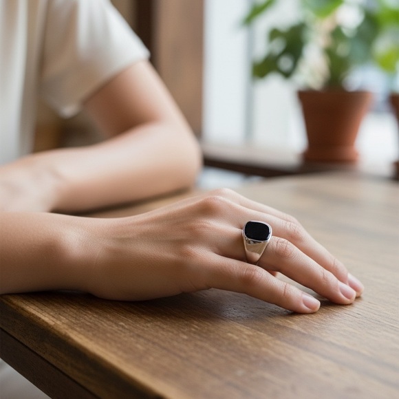 Jewelry - Silver and Black Ring